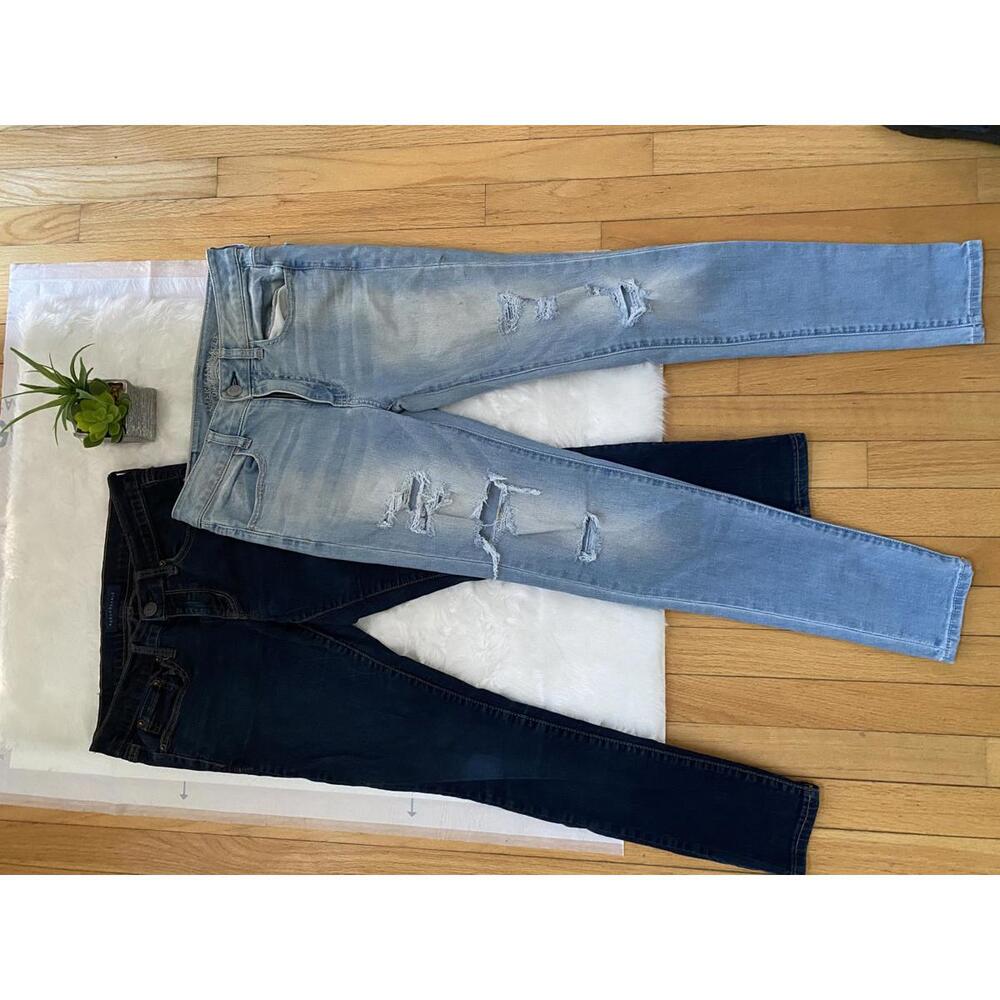 Bundle of Women's Ripped Skinny Jeans - Light and Dark Wash